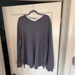 Method Mens XXL Heathered Gray Double Layer V-Neck Waffle Knit Long Sleeve Pull